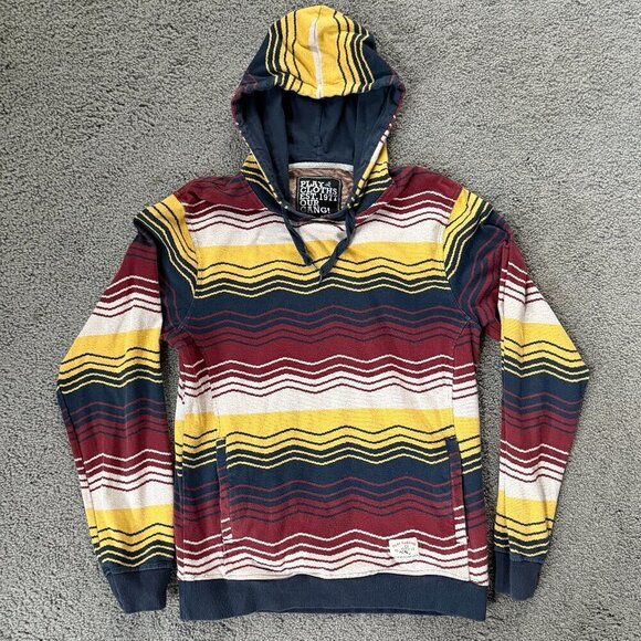 Play Cloths Other - Play Cloths LIV Pullover Wavy Stripes Hoodie Men's Size L - Vint. Hip Hop Design